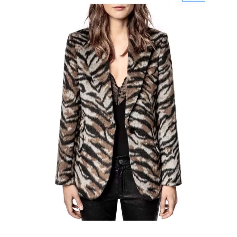 Zadig & Voltaire Zebra Print Blazer - Black and Brown